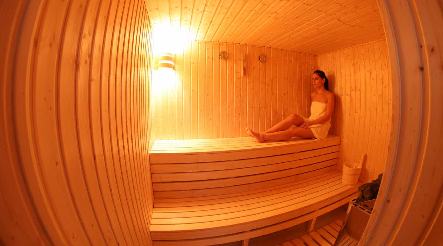 Woman in Sauna of Aphrodite Sands Resort in Paphos